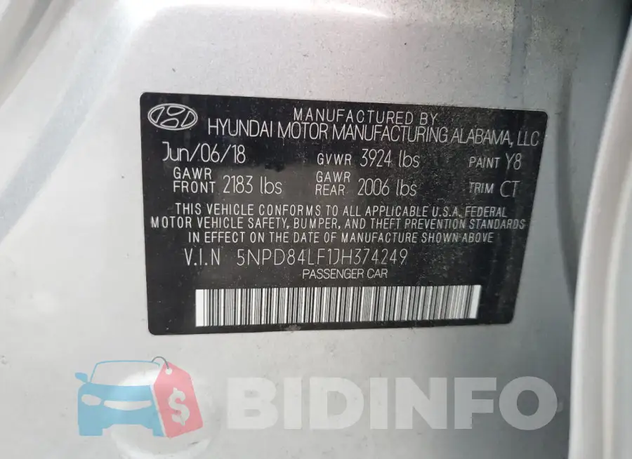 5NPD84LF1JH374249 Photo# 12