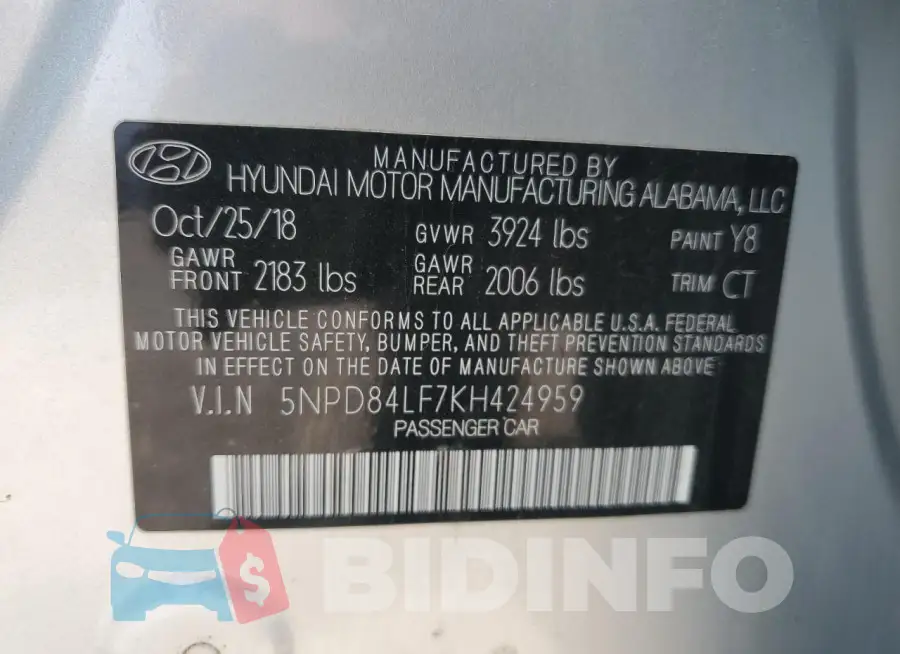 5NPD84LF7KH424959 Photo# 13