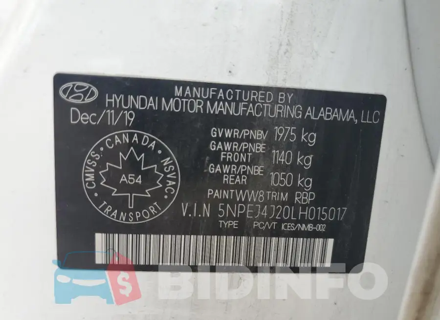 5NPEJ4J20LH015017 Photo# 13