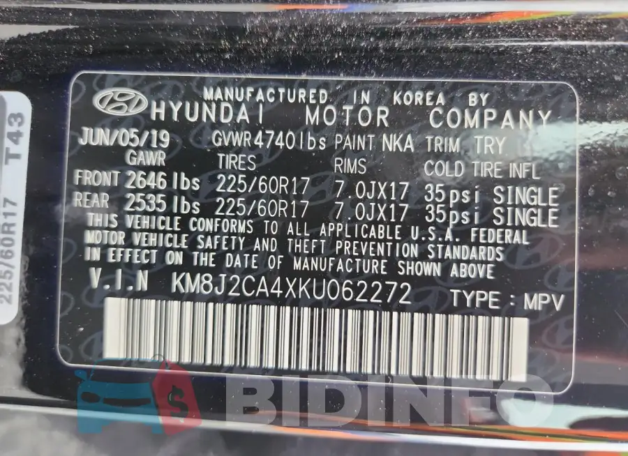 KM8J2CA4XKU062272 Photo# 13