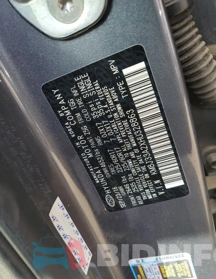 KM8J33A2XHU328863 Photo# 13