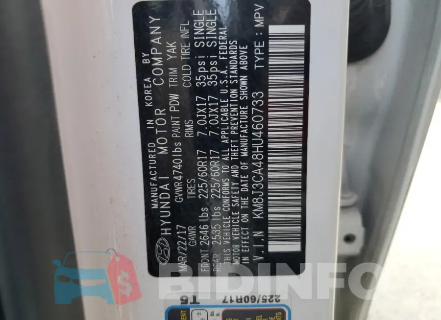 KM8J3CA48HU460733 Photo# 13