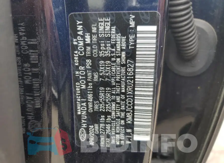 KM8JCCD1XRU216827 Photo# 13