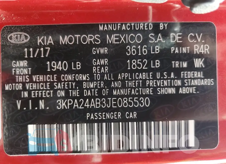 3KPA24AB3JE085530 Photo# 12