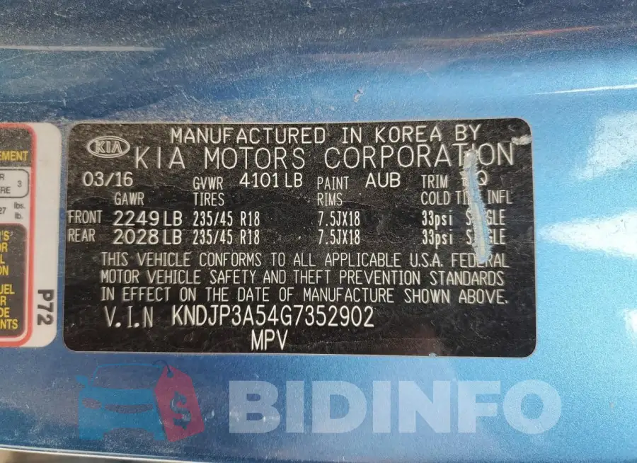 KNDJP3A54G7352902 Photo# 12