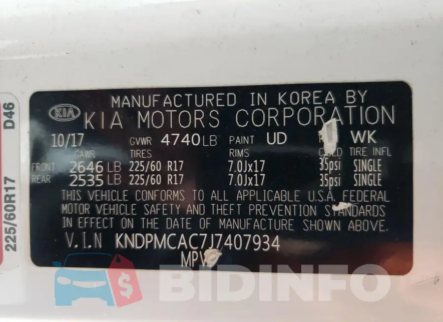 KNDPMCAC7J7407934 Photo# 14