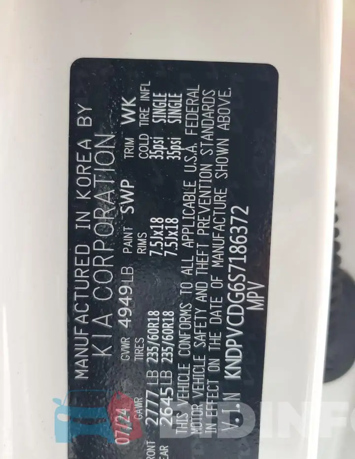 KNDPVCDG6S7186372 Photo# 13