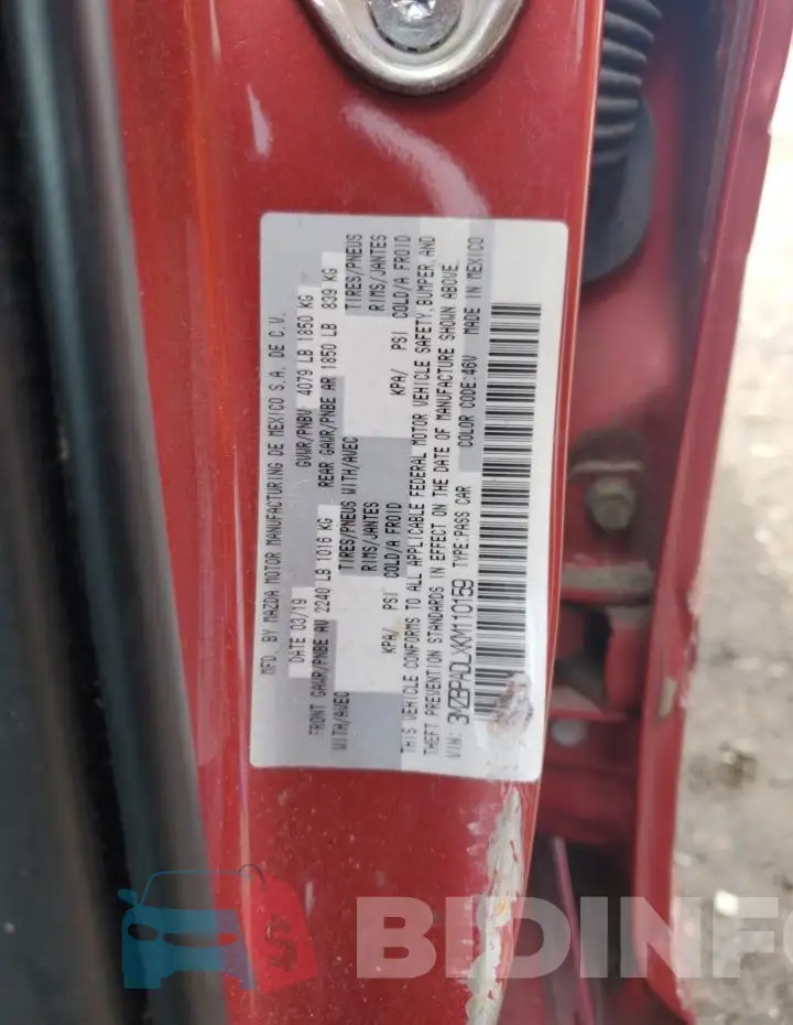 3MZBPADLXKM110159 Photo# 12