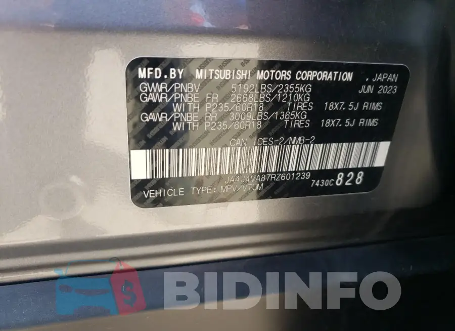 JA4J4VA87RZ601239 Photo# 13