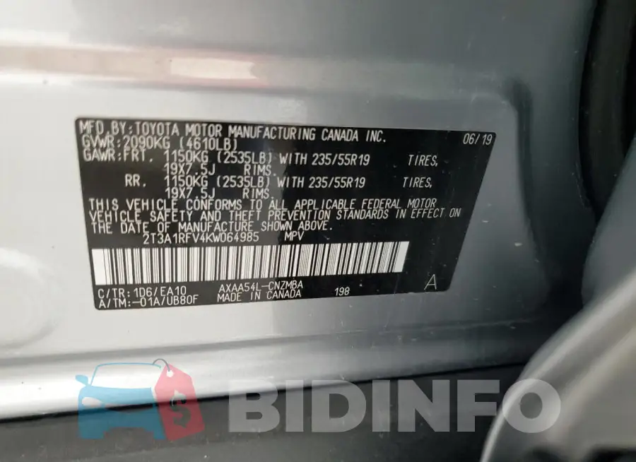 2T3A1RFV4KW064985 Photo# 12