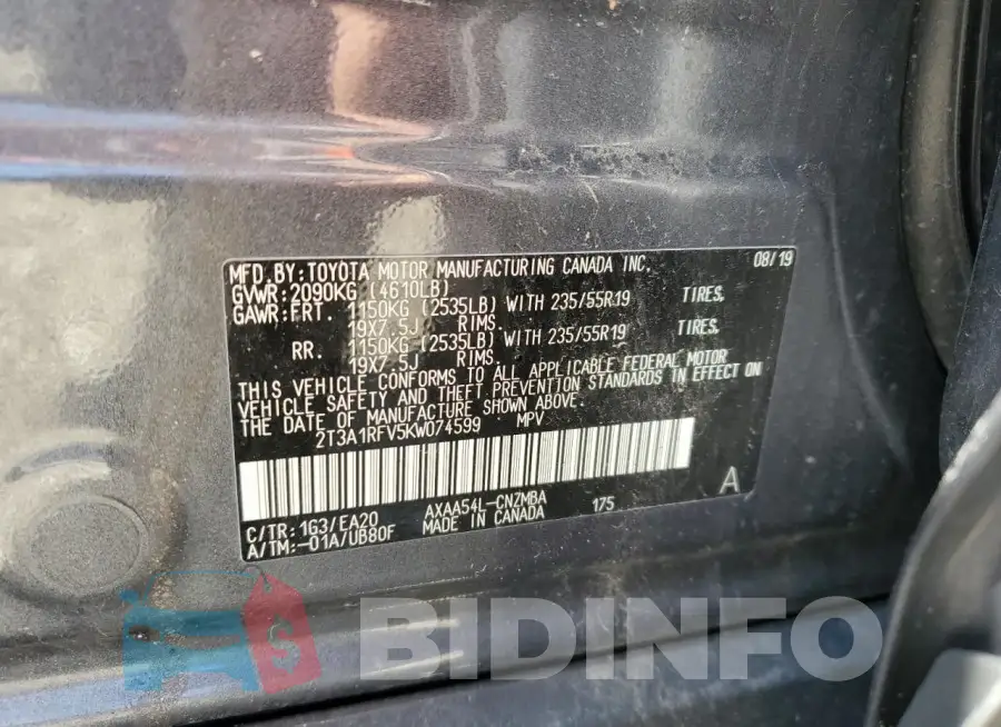 2T3A1RFV5KW074599 Photo# 12