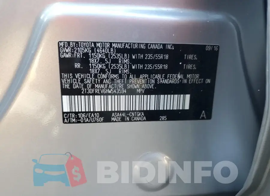 2T3DFREV6HW543594 Photo# 13