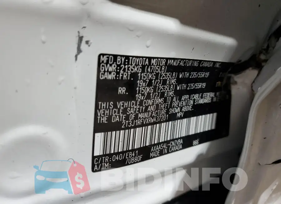 2T3J1RFVXRW437201 Photo# 14