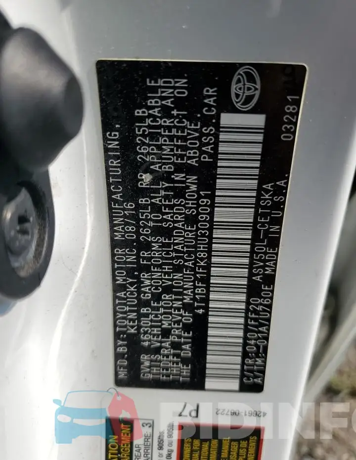 4T1BF1FK8HU309091 Photo# 12