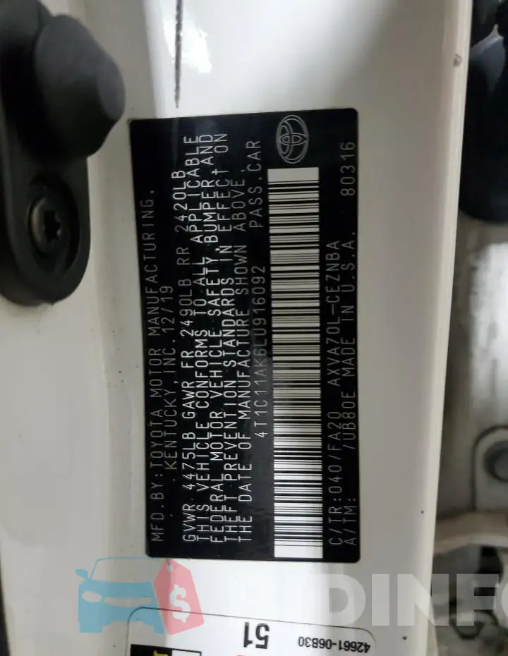 4T1C11AK6LU916092 Photo# 12