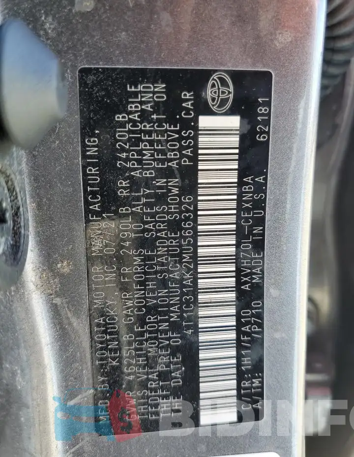 4T1C31AK2MU566326 Photo# 12