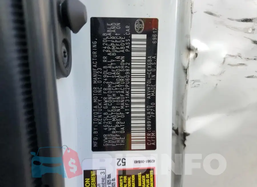 4T1F31AK2PU609872 Photo# 12