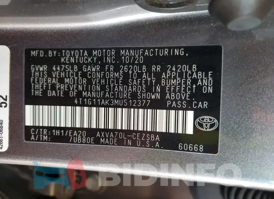 4T1G11AK3MU512377 Photo# 12