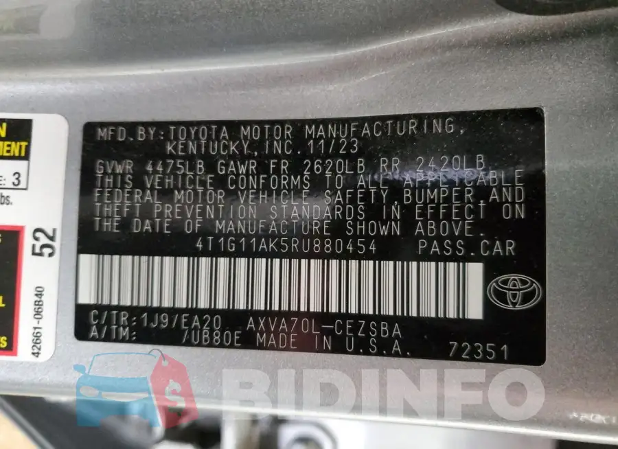 4T1G11AK5RU880454 Photo# 12