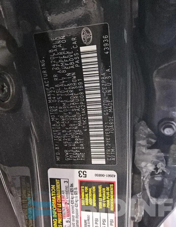 4T1KZ1AK2PU081991 Photo# 13