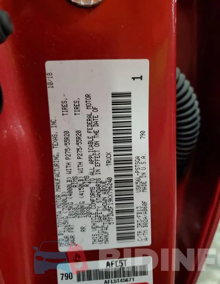 5TFDW5F19KX796240 Photo# 13