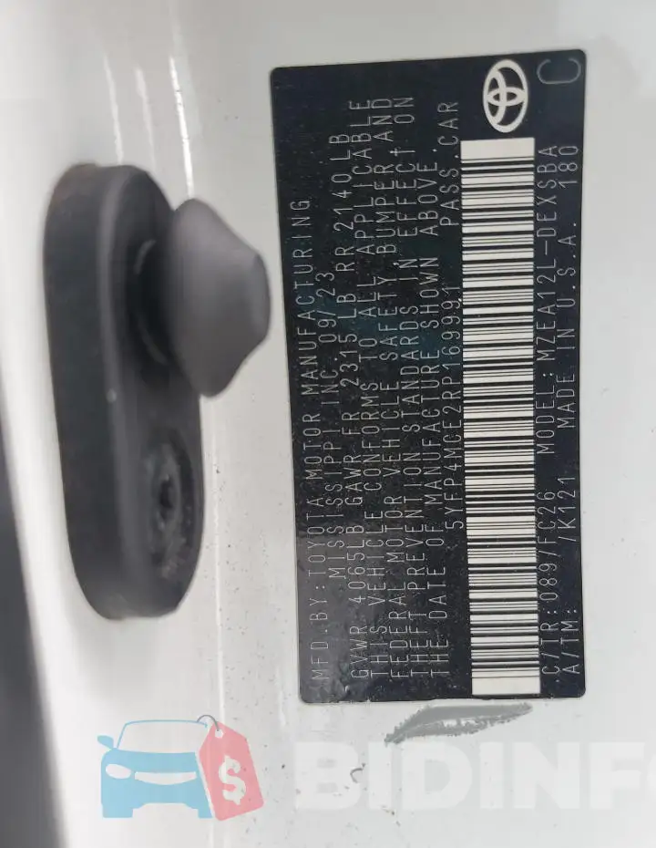 5YFP4MCE2RP169991 Photo# 12