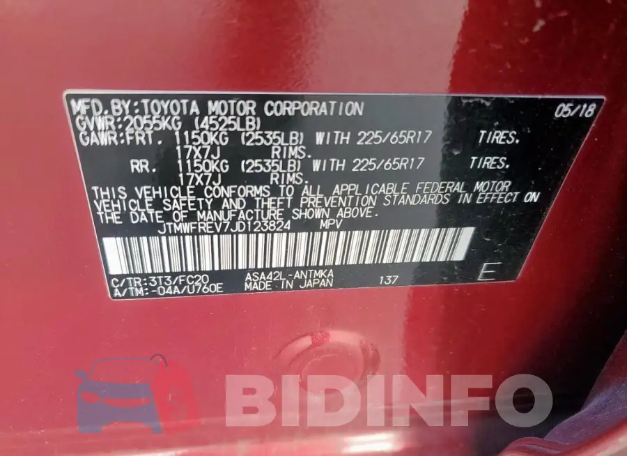 JTMWFREV7JD123824 Photo# 12