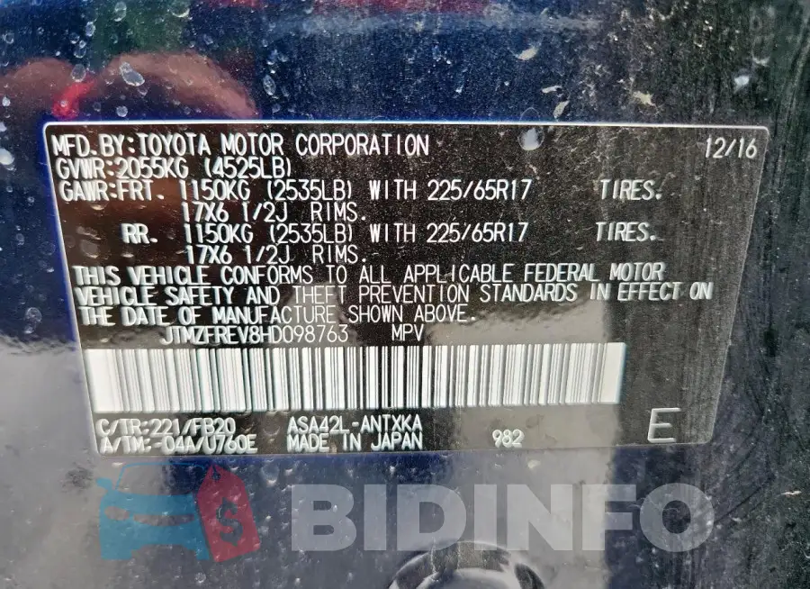 JTMZFREV8HD098763 Photo# 13
