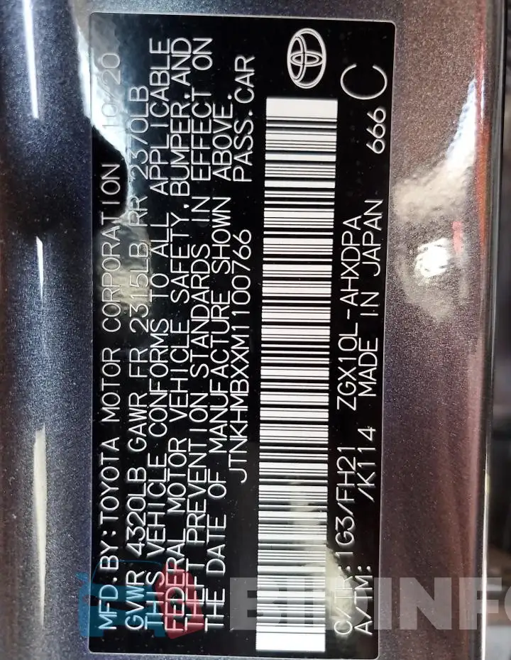 JTNKHMBXXM1100766 Photo# 14