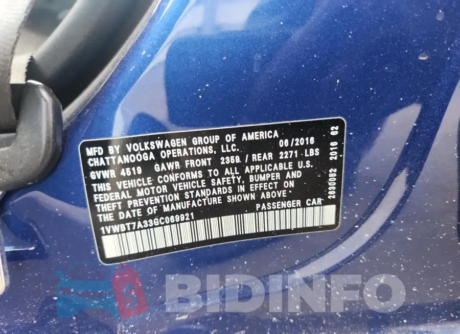 1VWBT7A33GC069921 Photo# 12