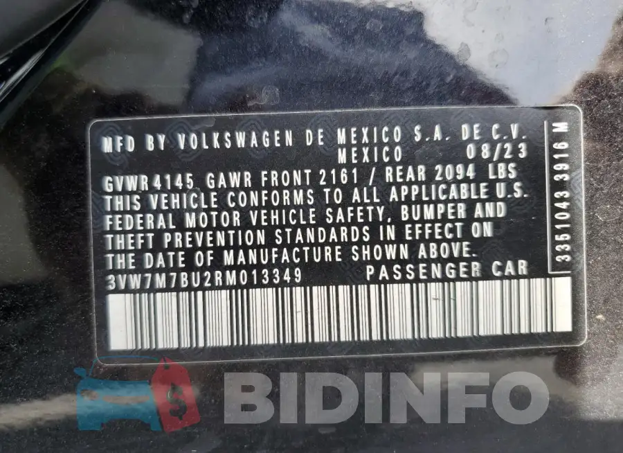 3VW7M7BU2RM013349 Photo# 12