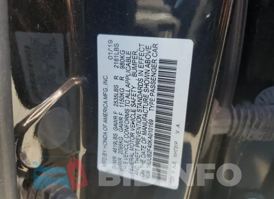 19UUB2F40KA010169 Photo# 12