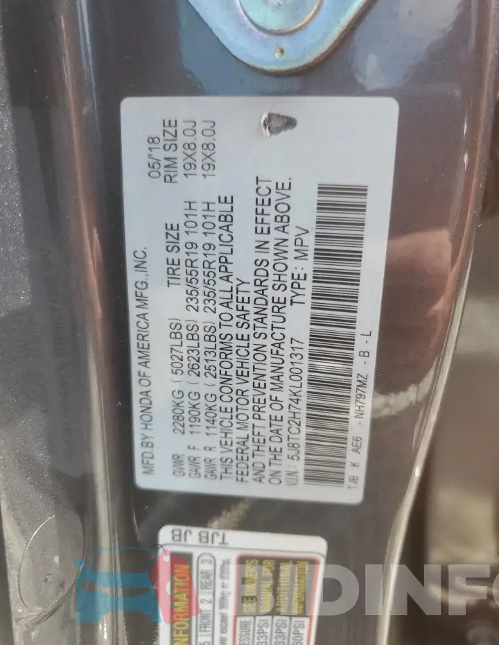 5J8TC2H74KL001317 Photo# 13