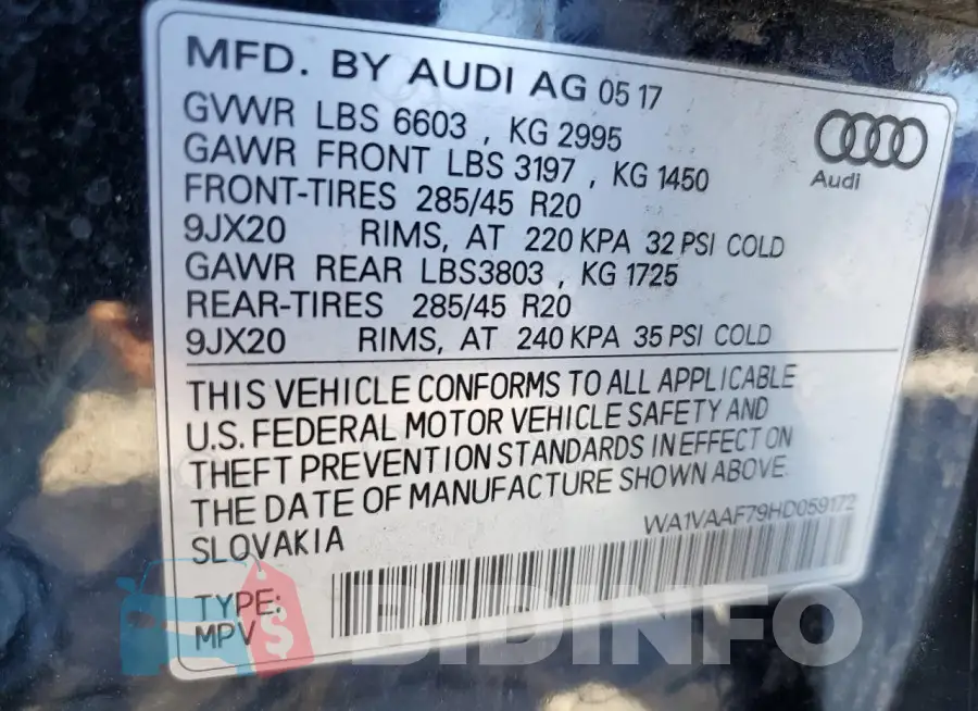 WA1VAAF79HD059172 Photo# 14