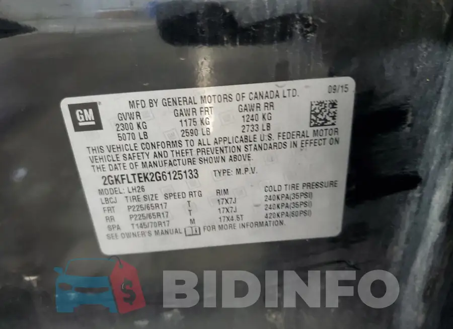 2GKFLTEK2G6125133 Photo# 14