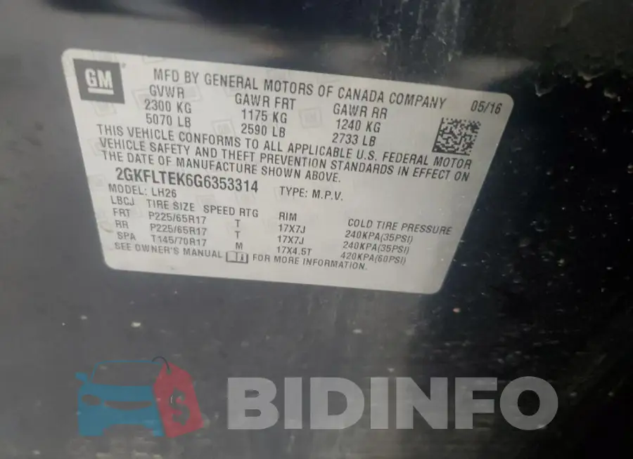 2GKFLTEK6G6353314 Photo# 13