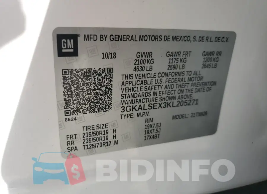 3GKALSEX3KL205271 Photo# 12