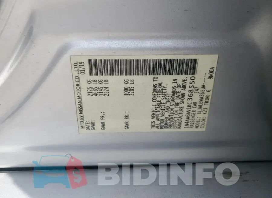 1N4AA6AV1KC368550 Photo# 12