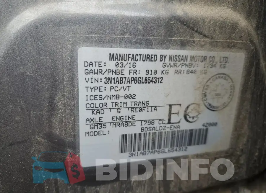 3N1AB7AP6GL654312 Photo# 12