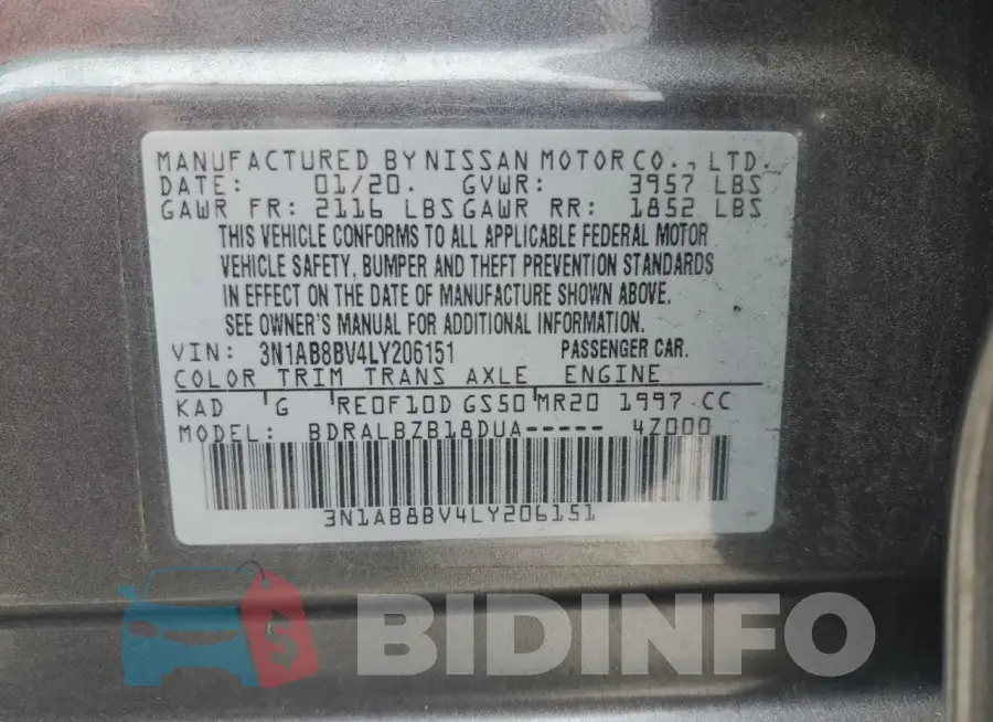 3N1AB8BV4LY206151 Photo# 12