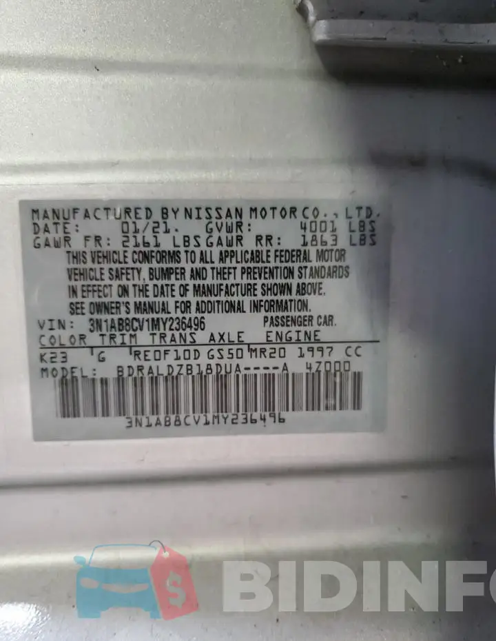 3N1AB8CV1MY236496 Photo# 12