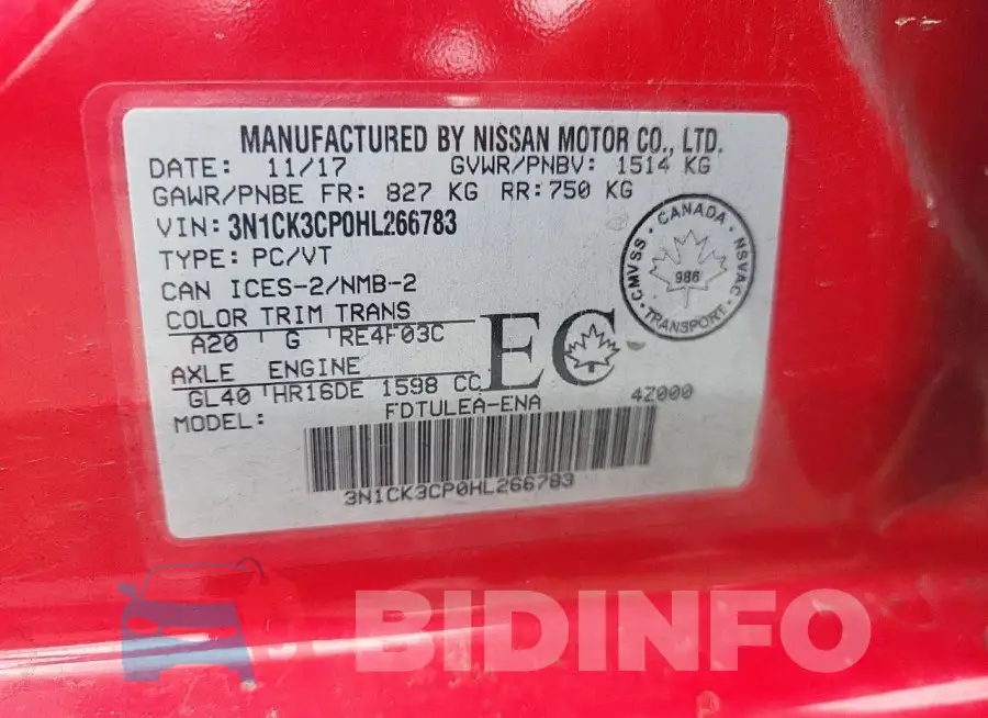 3N1CK3CP0HL266783 Photo# 12