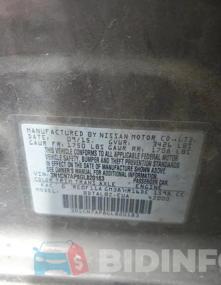 3N1CN7AP8GL820183 Photo# 12