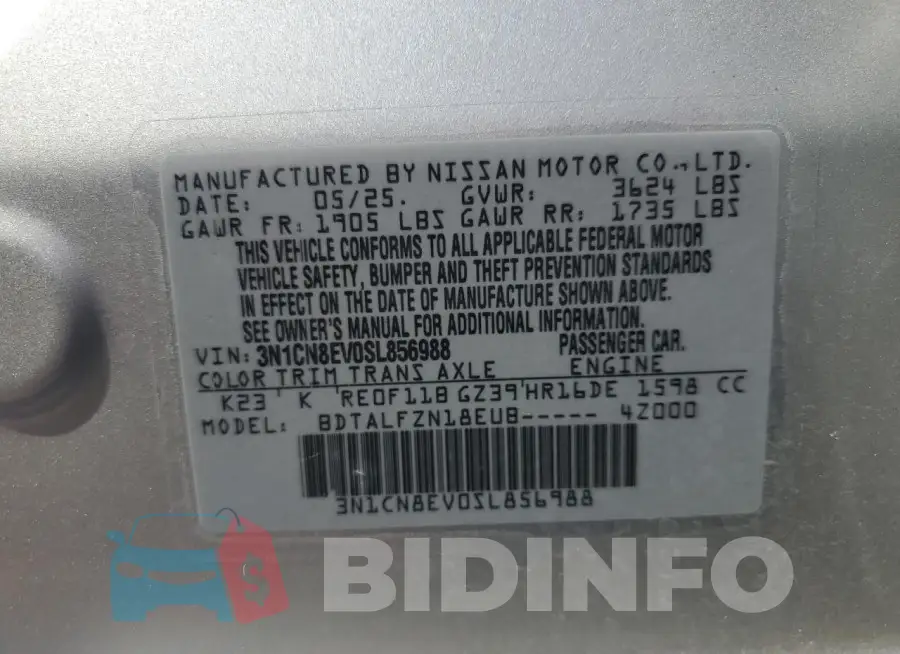3N1CN8EV0SL856988 Photo# 12