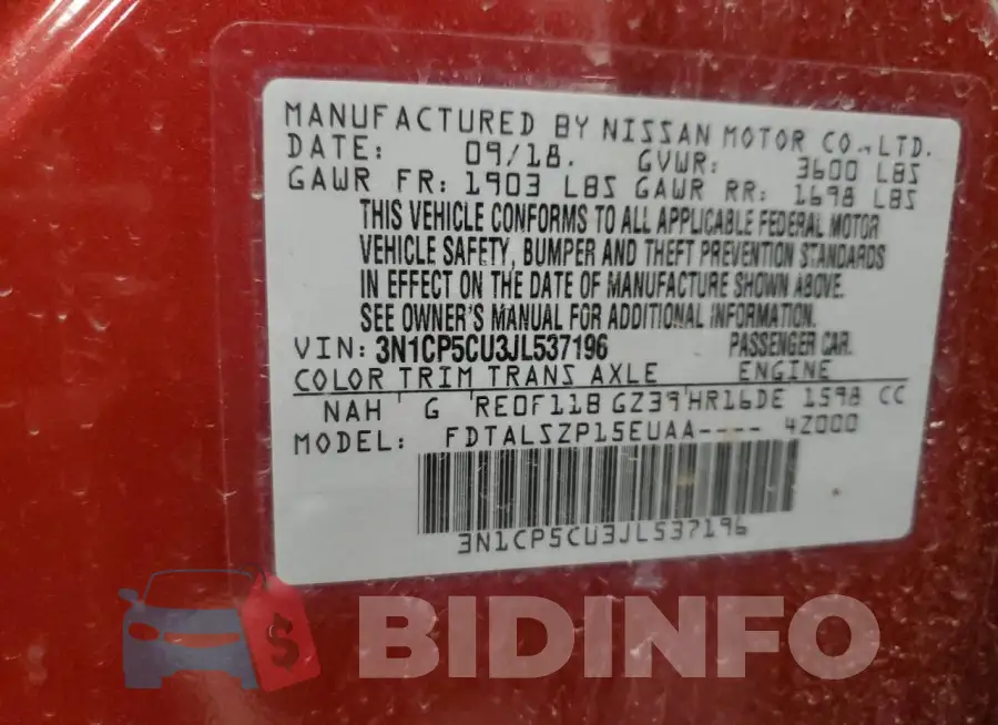 3N1CP5CU3JL537196 Photo# 14