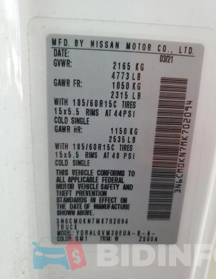 3N6CM0KN7MK702094 Photo# 14