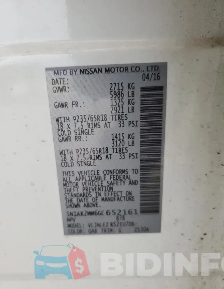 5N1AR2MM6GC652161 Photo# 13