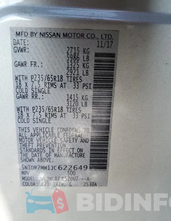 5N1DR2MM1JC622649 Photo# 14