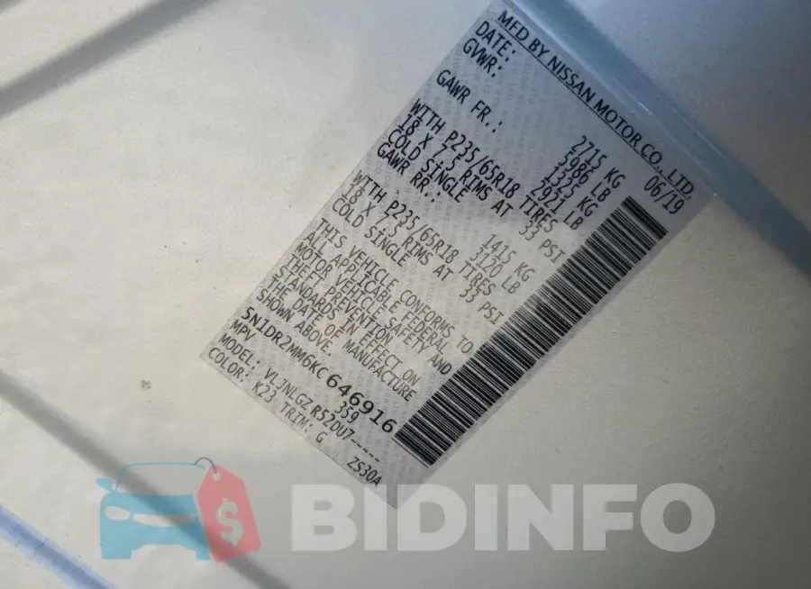 5N1DR2MM6KC646916 Photo# 13