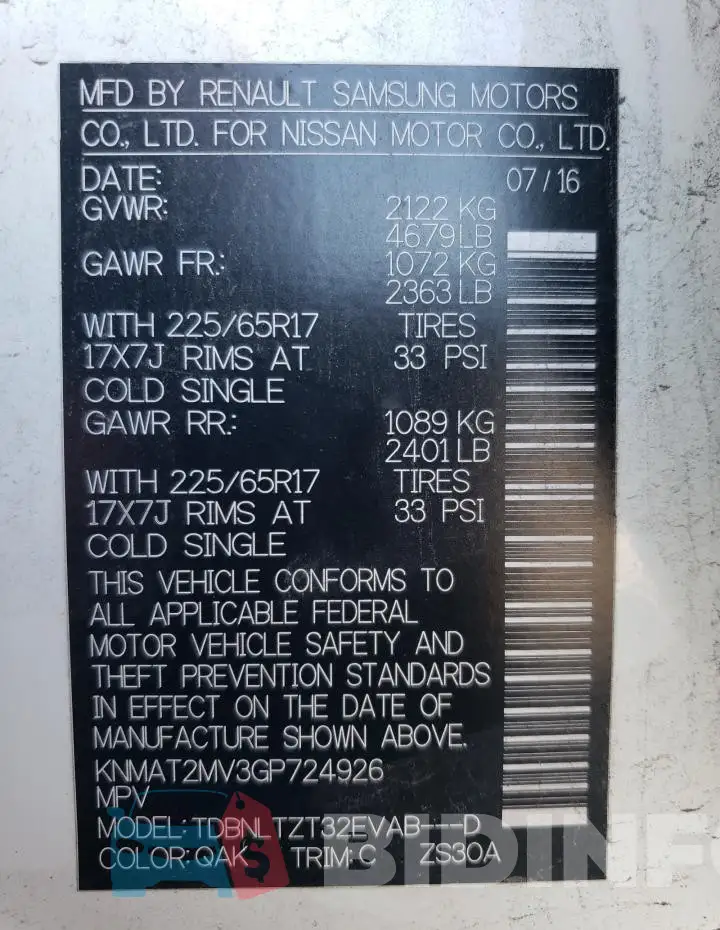 KNMAT2MV3GP724926 Photo# 13
